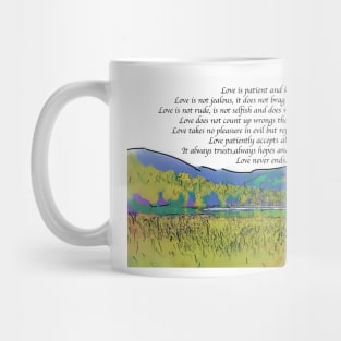 Love Is Patient: Mountain Lake In Watercolor Mug